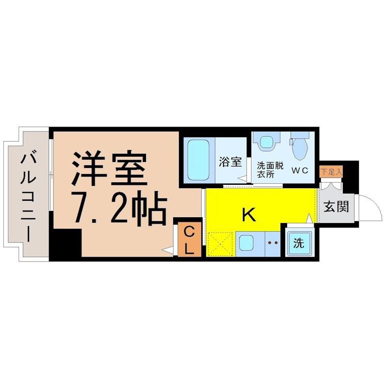 ヴァンデュール名古屋御器所(1K/3階)の間取り写真