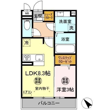 グランディールIII(1LDK/2階)の間取り写真