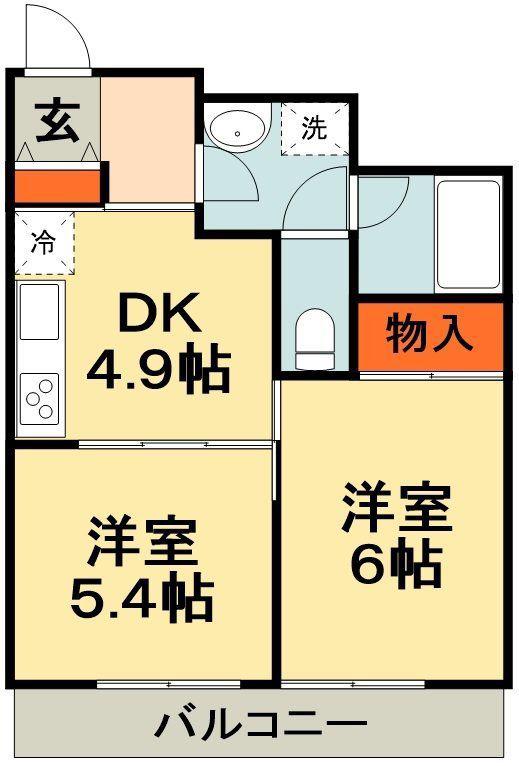 アステール船橋(2DK/1階)の間取り写真