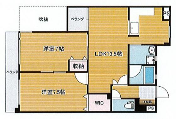 ラクール庭瀬(2LDK/2階)の間取り写真