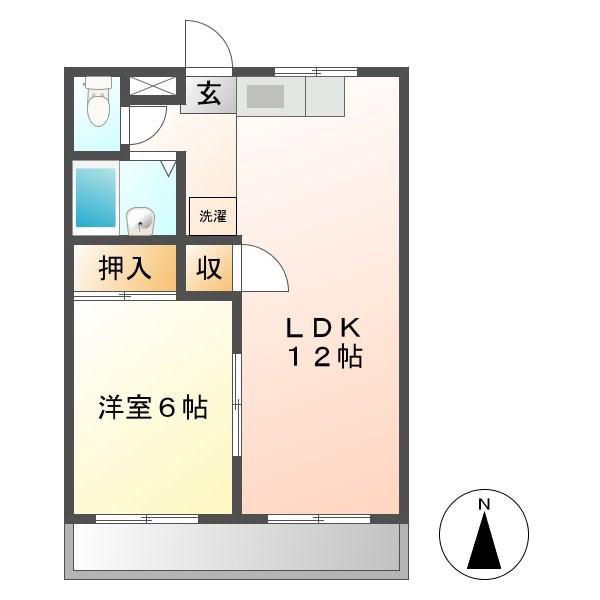 ラビットハウスコスモI(1LDK/3階)の間取り写真