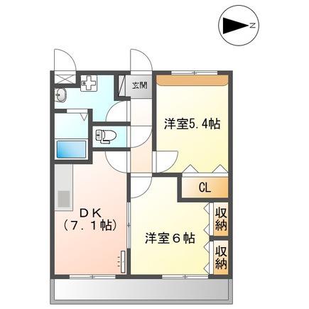 ポラリス(2DK/2階)の間取り写真