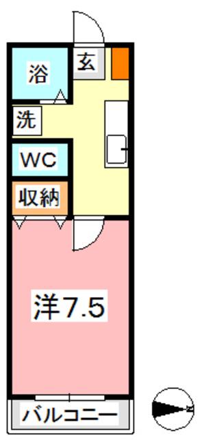 たなかハイツ III(1K/1階)の間取り写真