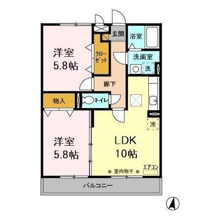 グレースヒルズI・II(2LDK/1階)の間取り写真