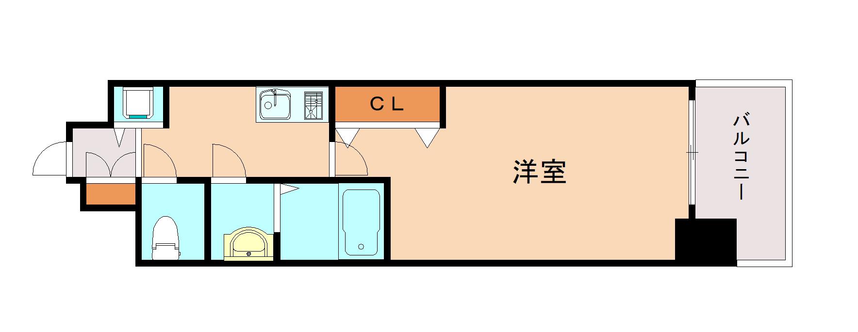 LUXE神戸ウエスト(1K/2階)の間取り写真
