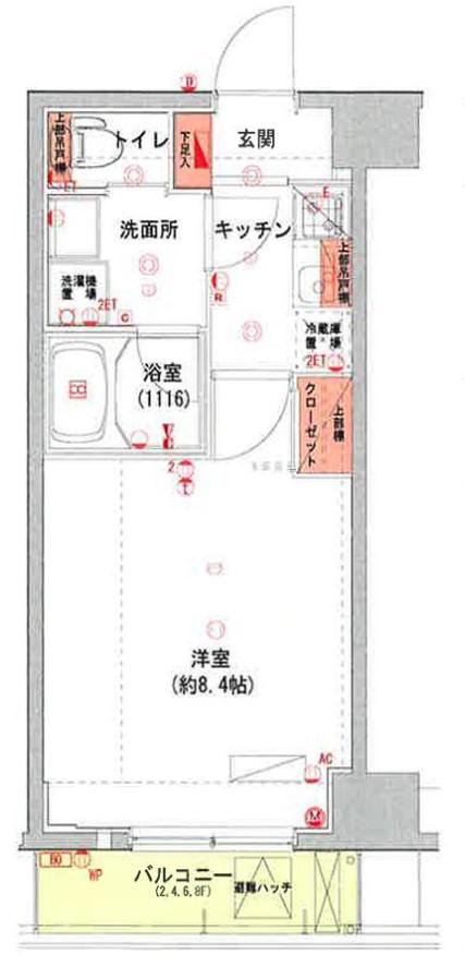 ロメック月島(1K/3階)の間取り写真