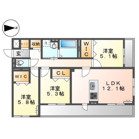 ベラパーシェ(3LDK/2階)の間取り写真