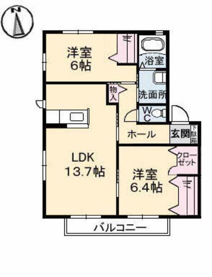 プロスペクト高須 A棟(2LDK/2階)の間取り写真