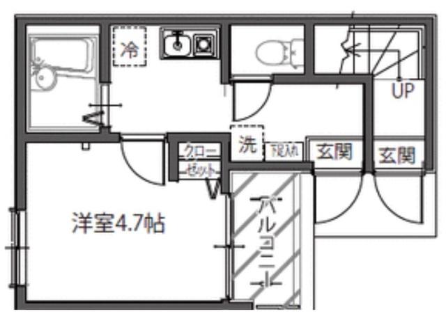 メルディア東堀切(1K/1階)の間取り写真