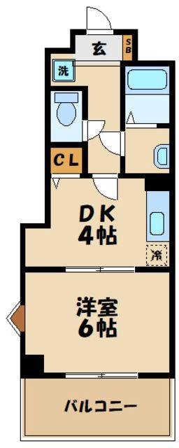 KMリシェス(1DK/4階)の間取り写真