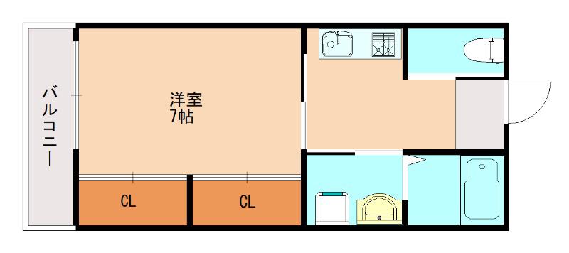 OASIS庄内(1K/1階)の間取り写真