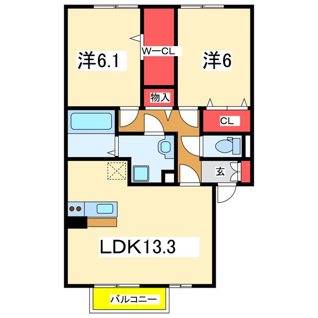 JR越後線 新潟駅 徒歩34分 3階建 築13年(2LDK/1階)の間取り写真