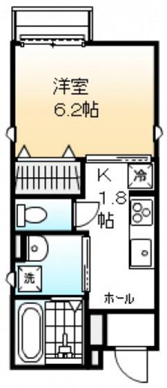 ファミーユ舟入(1K/2階)の間取り写真
