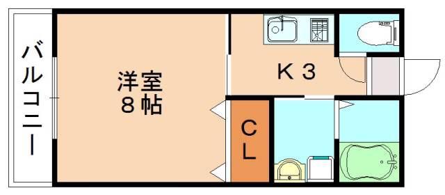 ライフステージ柏の森 A(1K/2階)の間取り写真