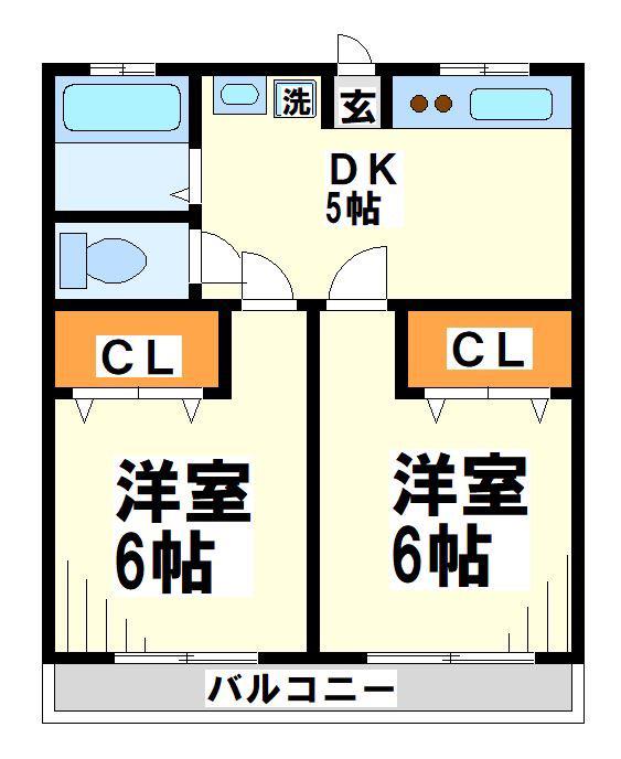 HAKUBA(2DK/2階)の間取り写真
