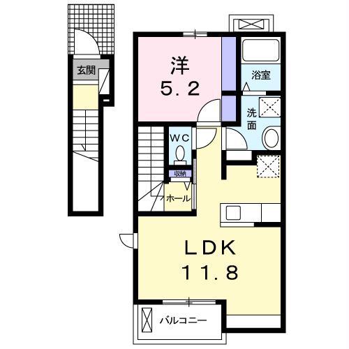 モン・クール(1LDK/2階)の間取り写真