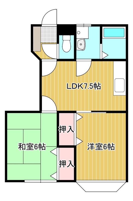 リベルテ白石F(2DK/1階)の間取り写真