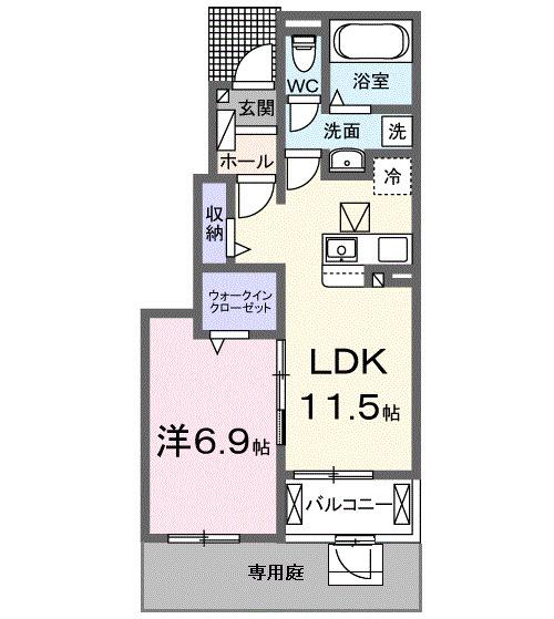 マラカイト(1LDK/1階)の間取り写真