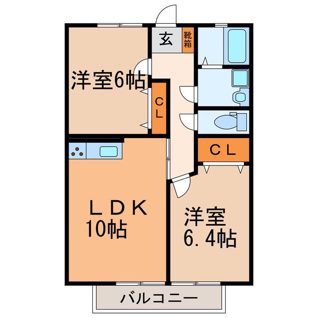 ソフィア八田(2LDK/2階)の間取り写真