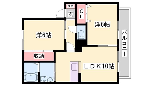 グランシャリオ(2LDK/1階)の間取り写真