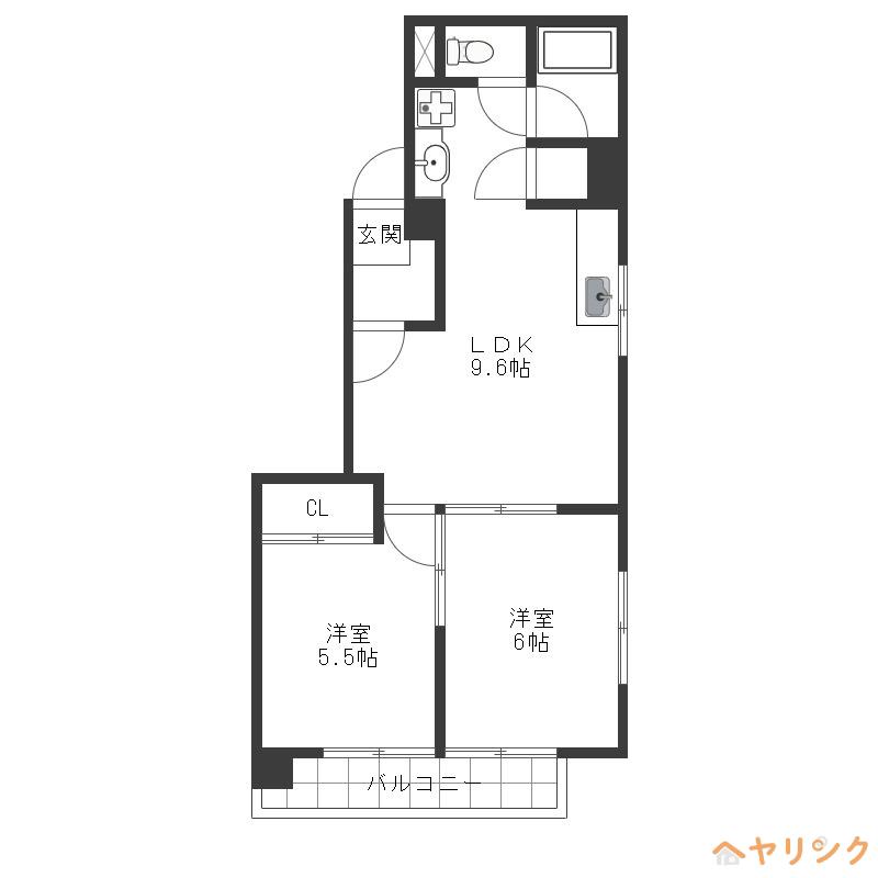 コーラル志賀(2LDK/3階)の間取り写真