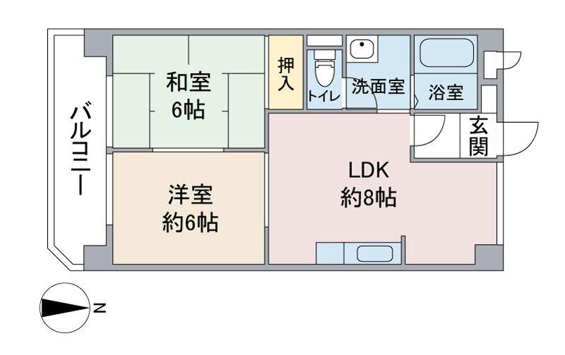 アモール高針(2LDK/3階)の間取り写真