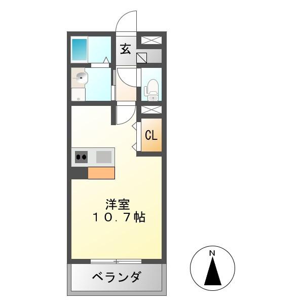 CATTLEYA III(ワンルーム/1階)の間取り写真