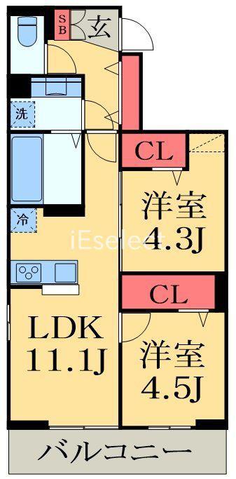 D-ROOM穴川III(2LDK/3階)の間取り写真