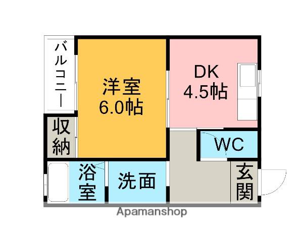 ロッキー(1DK/2階)の間取り写真