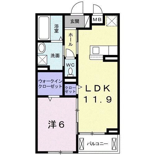 エスパース(1LDK/2階)の間取り写真