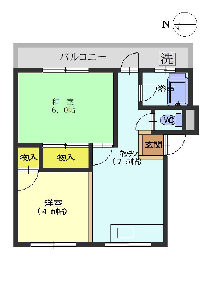 安藤ビル(2DK/1階)の間取り写真