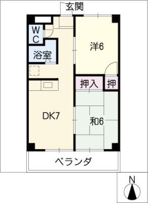 サンセット55(2DK/3階)の間取り写真