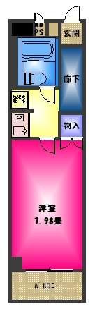 ハイツ大宮(1K/2階)の間取り写真