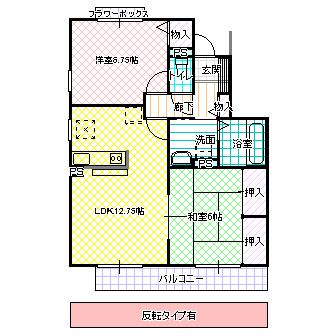 リラ・フカヤツ A棟(2LDK/2階)の間取り写真