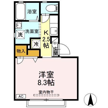 グランシャリオ(1K/1階)の間取り写真