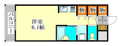 谷津ローズハイツ(ワンルーム/3階)の間取り写真