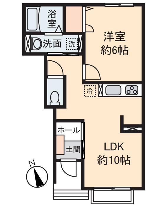 ウォルハイム(1LDK/1階)の間取り写真