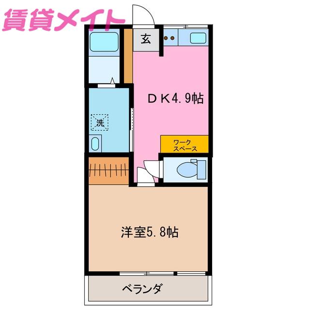 SUN LUMIERE BLD KUBOTA(1DK/2階)の間取り写真