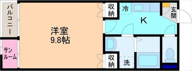 DOWELL天正寺(1K/2階)の間取り写真