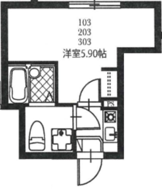 クレスト立石(1K/3階)の間取り写真