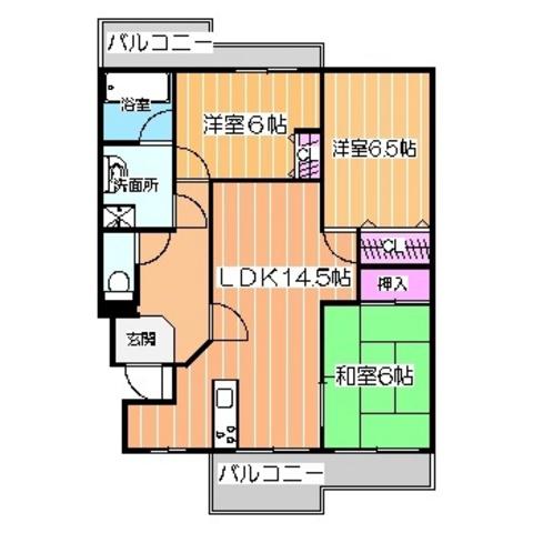 メゾンアルルN(3LDK/1階)の間取り写真