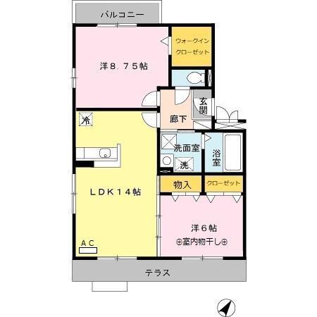 京成本線 京成小岩駅 徒歩13分 3階建 築19年(2LDK/1階)の間取り写真