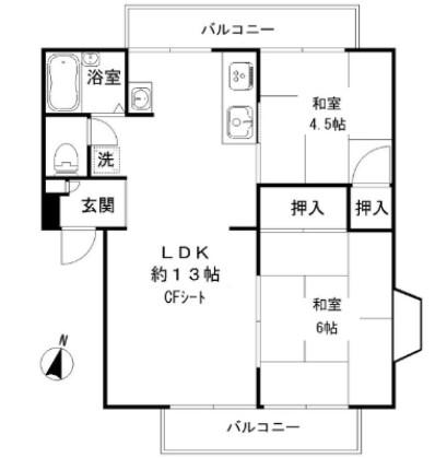ハイムエスアイB(2LDK/1階)の間取り写真