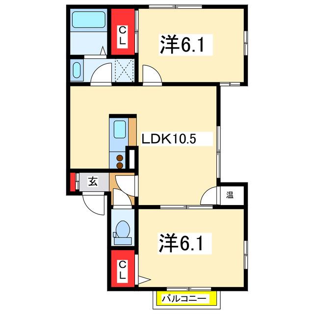 プレリュード(2LDK/1階)の間取り写真