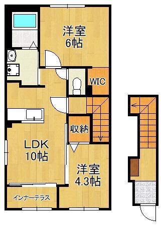ブドワール(2LDK/2階)の間取り写真