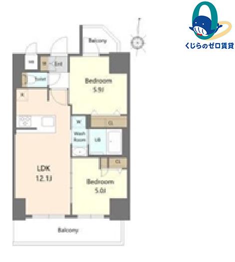 S-RESIDENCE高岳ARDENT(2LDK/11階)の間取り写真