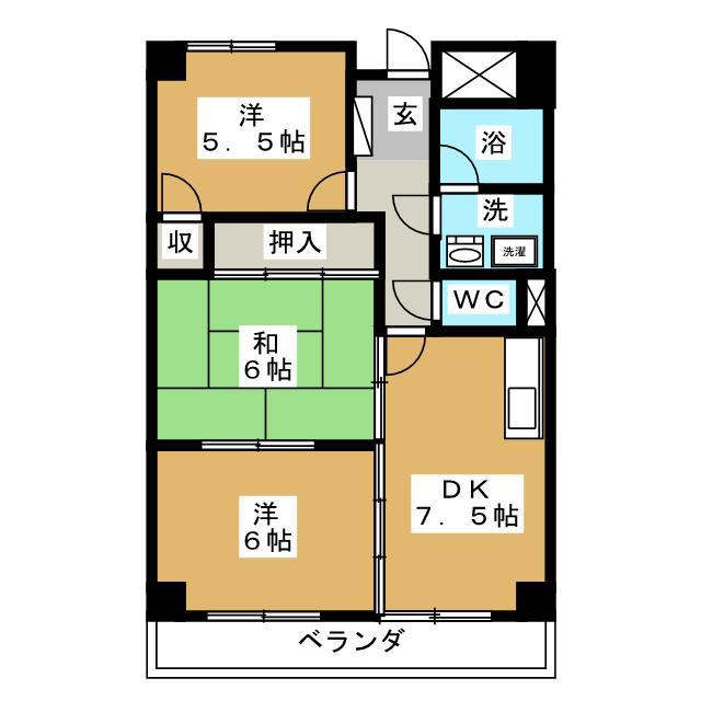 NAMIX鵜の森(3DK/2階)の間取り写真