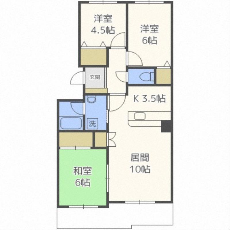 RIVERSIDE中の島(3LDK/5階)の間取り写真