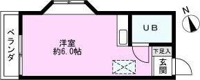 セラーム・レイ(ワンルーム/2階)の間取り写真