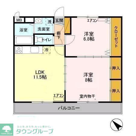 ガーデンハイツ高柳(2LDK/3階)の間取り写真